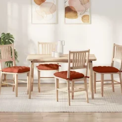 vidaXL Matgrupper>Sittkuddar 4 pcs Röd orange 40 x 40 x 6 cm Kordread tyg