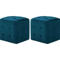 vidaXL Sittpuffar>Sittpuff 2 st blå 30x30x30 cm sammetstyg