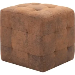 vidaXL Sittpuffar>Sittpuff 2 st brun 30x30x30 cm konstmocka