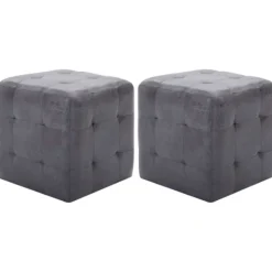 vidaXL Sittpuffar>Sittpuff 2 st grå 30x30x30 cm konstmocka