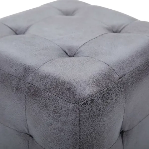 vidaXL Sittpuffar>Sittpuff 2 st grå 30x30x30 cm konstmocka