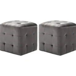 vidaXL Sittpuffar>Sittpuff 2 st grå 30x30x30 cm sammetstyg
