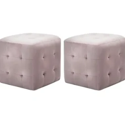 vidaXL Sittpuffar>Sittpuff 2 st rosa 30x30x30 cm sammetstyg