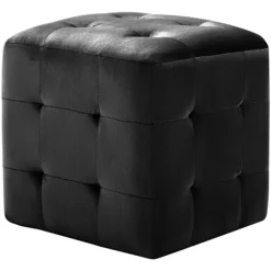 vidaXL Sittpuffar>Sittpuff 2 st svart 30x30x30 cm sammetstyg