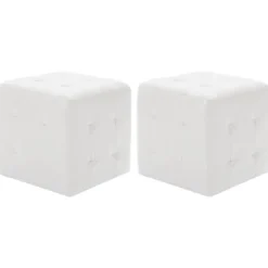vidaXL Sittpuffar>Sittpuff 2 st vit 30x30x30 cm konstläder