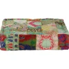 vidaXL Sittpuffar>Sittpuff lappmönster fyrkantig handgjord 50x50x12 cm grön