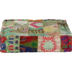 vidaXL Sittpuffar>Sittpuff lappmönster fyrkantig handgjord 50x50x12 cm grön