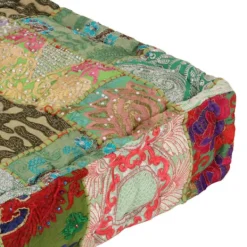 vidaXL Sittpuffar>Sittpuff lappmönster fyrkantig handgjord 50x50x12 cm grön