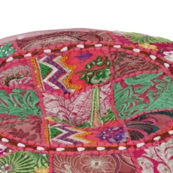 vidaXL Sittpuffar>Sittpuff med lappmönster rund bomull handgjord 40x20 cm rosa