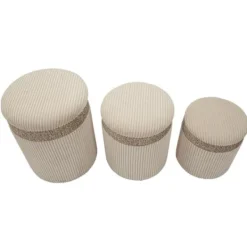 B2X Sittpuffar>Sittpuffset med förvaring, krämfärgad, 3 delar, olika storlekar