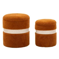 B2X Sittpuffar>Sittpuffset med förvaring, brunt teddytyg, 2 delar