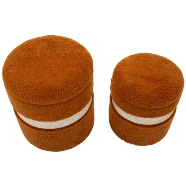 B2X Sittpuffar>Sittpuffset med förvaring, brunt teddytyg, 2 delar