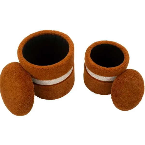 B2X Sittpuffar>Sittpuffset med förvaring, brunt teddytyg, 2 delar