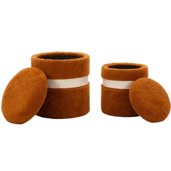 B2X Sittpuffar>Sittpuffset med förvaring, brunt teddytyg, 2 delar