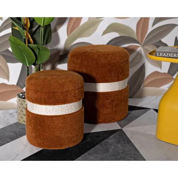 B2X Sittpuffar>Sittpuffset med förvaring, brunt teddytyg, 2 delar