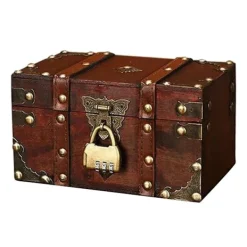 ESTONE Kistor & Koffertar>Skattkista med lock, platsbesparande dammsäker träförvaringslåda kompatibel med vardagsrum -ES S