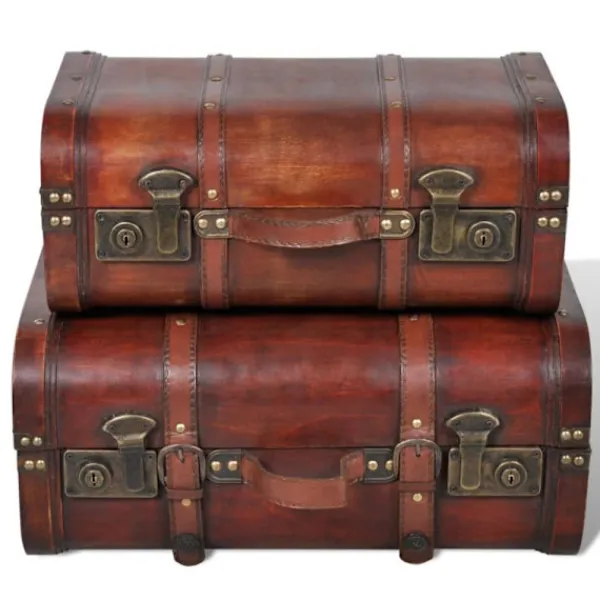 vidaXL Kistor & Koffertar>Skattkistor vintagestil 2 st trä brun