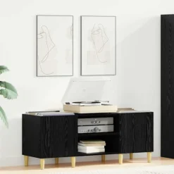 vidaXL Tv-Bänkar>Skivskåp Svart Ek 121 x 38 x 48 cm Konstruerat trä