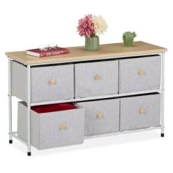 Northix Byråer>Skänk med 6 lådor – metallram, tygförvaring