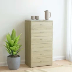 vidaXL Byråer>Skänk med 6 lådor sonoma-ek 50x34x96 cm konstruerat trä