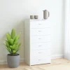vidaXL Byråer>Skänk med 6 lådor vit 50x34x96 cm konstruerat trä
