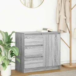 vidaXL Byråer>Skänk med låda grå sonoma 71x35x65 cm konstruerat trä