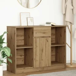 vidaXL Skåp>Skänk med låda hantverksmässig ek 101x35x76 cm konstruerat trä