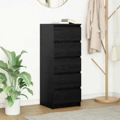 vidaXL Byråer>Skänk med lådor svart ek 37,5x35x99 cm konstruerat trä