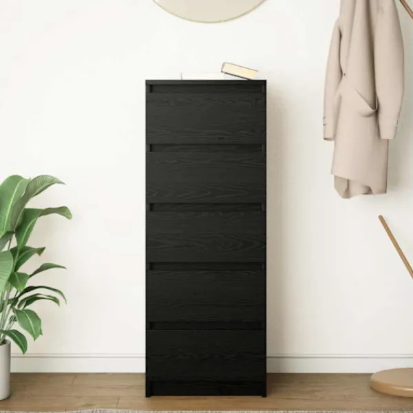 vidaXL Byråer>Skänk med lådor svart ek 37,5x35x99 cm konstruerat trä