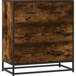 vidaXL Byråer>Skänk rökfärgad ek 68x35x76 cm konstruerat trä och metall