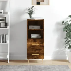 vidaXL Sideboards>Skänk rökfärgad ek 34,5x34x90 cm konstruerat trä
