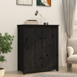 vidaXL Sideboards>Skänk svart 83x41,5x100 cm massiv furu