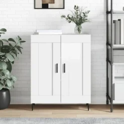 vidaXL Skåp>Skänk vit högglans 69,5x34x90 cm konstruerat trä