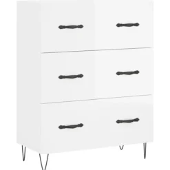 vidaXL Byråer>Skänk vit högglans 69,5x34x90 cm konstruerat trä