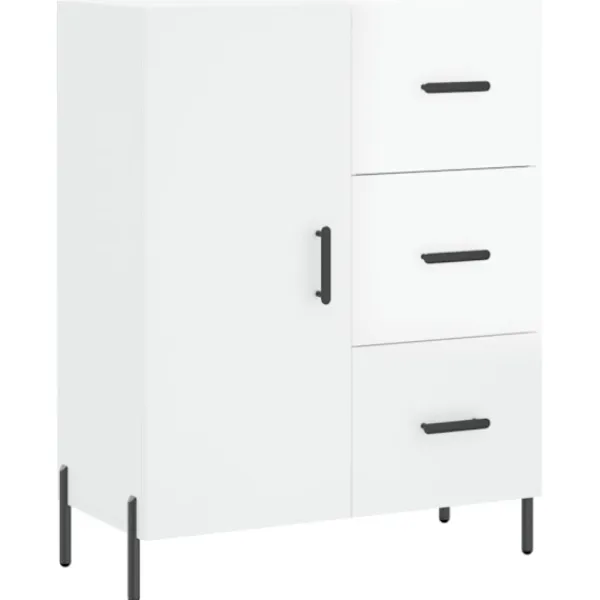 vidaXL Byråer>Skänk vit högglans 69,5x34x90 cm konstruerat trä