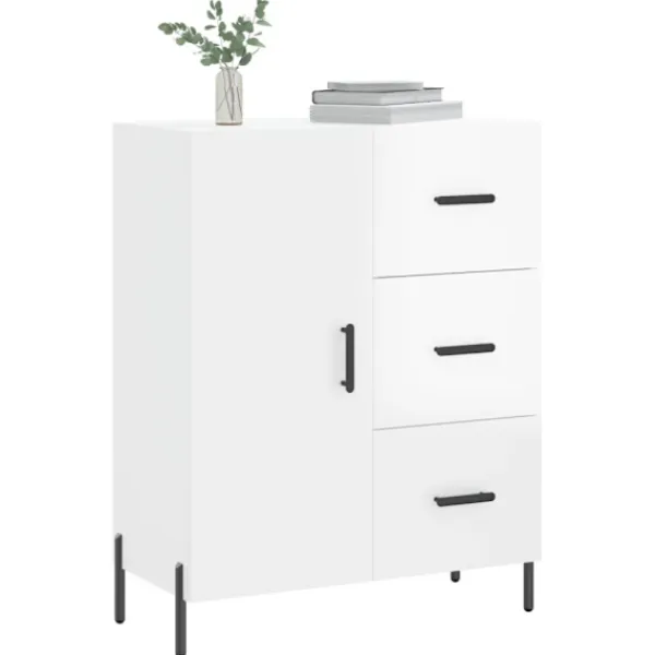 vidaXL Byråer>Skänk vit högglans 69,5x34x90 cm konstruerat trä