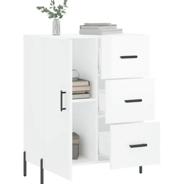 vidaXL Byråer>Skänk vit högglans 69,5x34x90 cm konstruerat trä