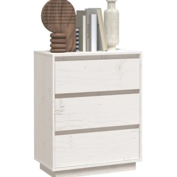 vidaXL Byråer>Skänk vit 60x34x75 cm massiv furu