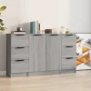 vidaXL Sideboards>Skänkar 3 st grå sonoma konstruerat trä