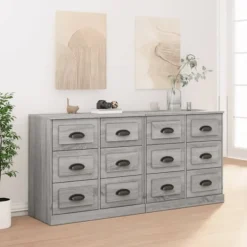 vidaXL Byråer>Skänkar 2 st grå sonoma konstruerat trä