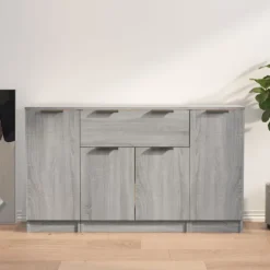 vidaXL Sideboards>Skänkar 3 st grå sonoma konstruerat trä