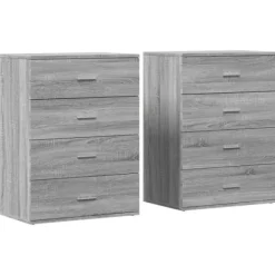 vidaXL Byråer>Skänkar 2 st grå sonoma 60x39x80 cm konstruerat trä