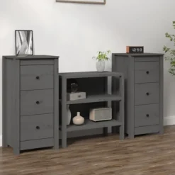 vidaXL Skåp>Skänkar 2 st grå 40x35x80 cm massiv furu