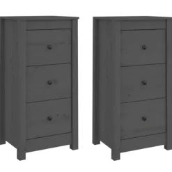 vidaXL Skåp>Skänkar 2 st grå 40x35x80 cm massiv furu
