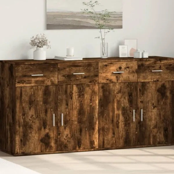 vidaXL Sideboards>Skänkar 2 st rökfärgad ek 79x38x80 cm konstruerat trä