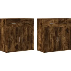 vidaXL Sideboards>Skänkar 2 st rökfärgad ek 79x38x80 cm konstruerat trä