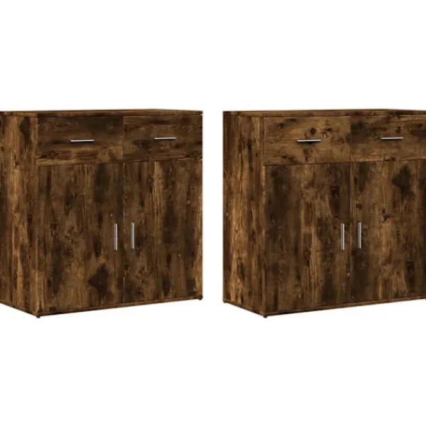 vidaXL Sideboards>Skänkar 2 st rökfärgad ek 79x38x80 cm konstruerat trä