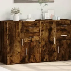 vidaXL Sideboards>Skänkar 2 st rökfärgad ek 60x31x70 cm konstruerat trä