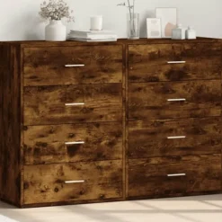 vidaXL Byråer>Skänkar 2 st rökfärgad ek 60x31x84 cm konstruerat trä