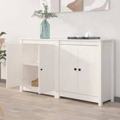 vidaXL Skåp>Skänkar 2 st vit 70x35x80 cm massiv furu